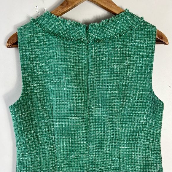 Eliza J Tweed Shift Dress Size 8 Green Sleeveless Crewneck Office Mini Classic - Picture 14 of 15